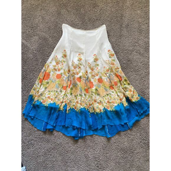 VTG Spirit By Coldwater Creek 100% Silk Floral Pleated Fairy Flowly Midi Skirt - Picture 3 of 8